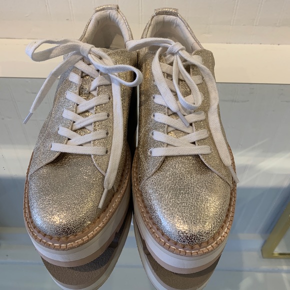 Dolce Vita Shoes - Dolce Vita platform sneakers in crackled, muted gold color. Brand new in box.